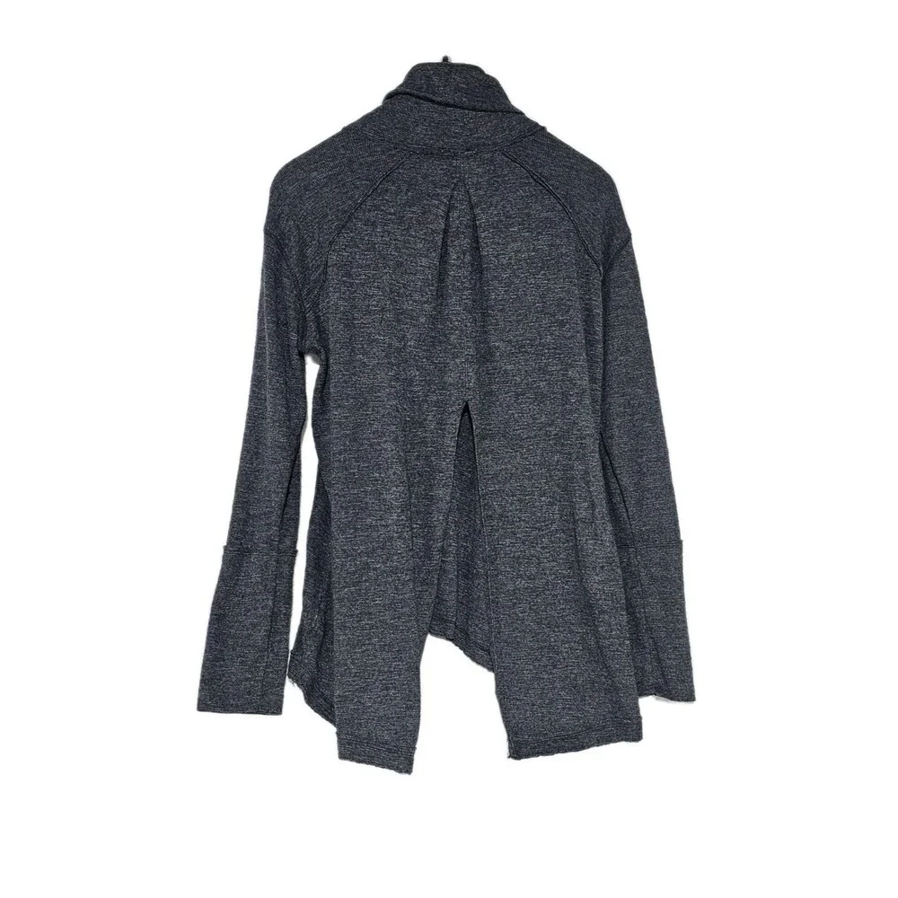 Free People We The Free Tara Split Back Turtleneck Sweater Charcoal Gray Large